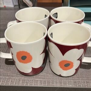 Marimekko Red and White Floral Dining Mugs
